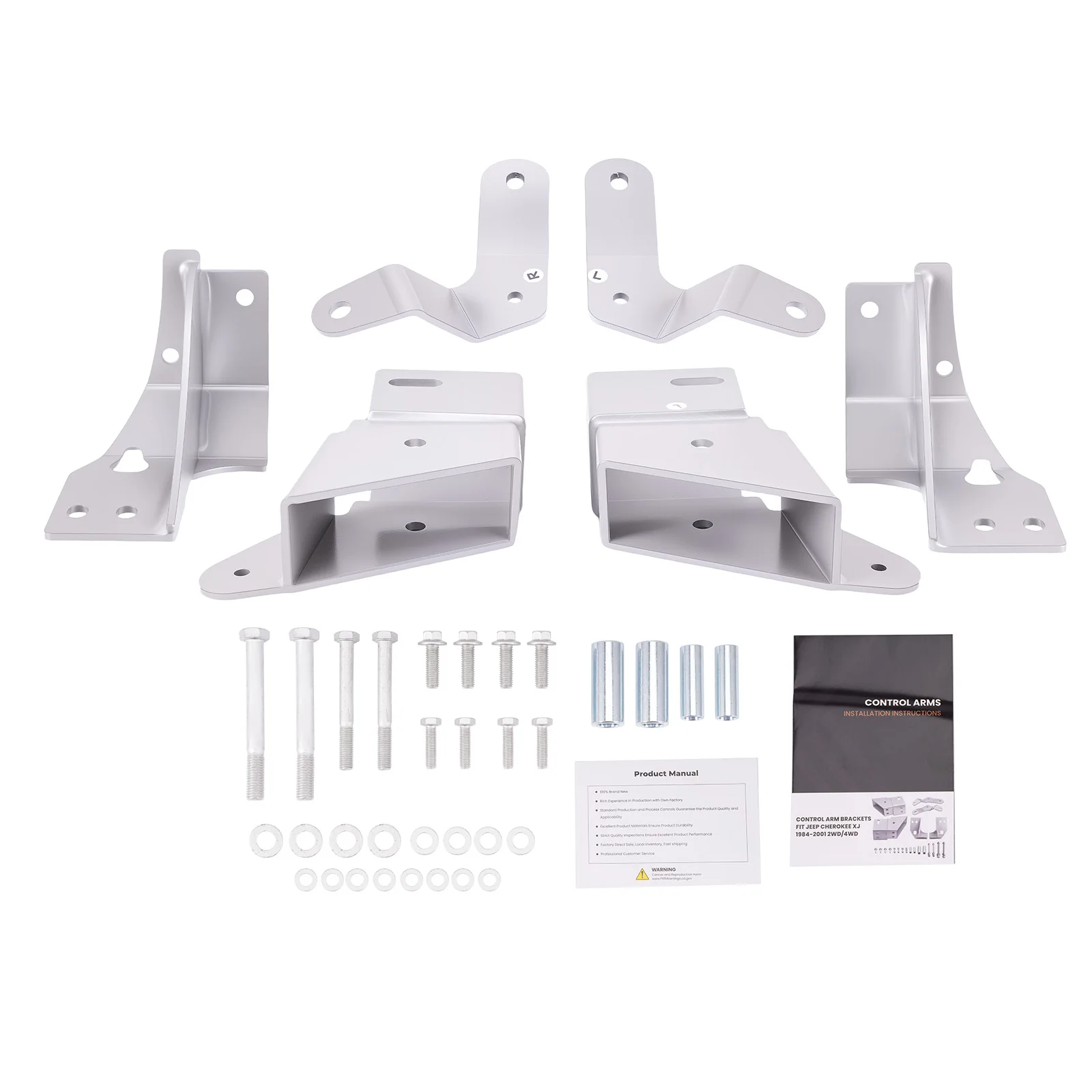 Silberner Querlenker-Halterungssatz 4,5 Zoll Höherlegung für Jeep XJ Cherokee 1984-2001