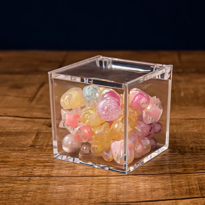 6/12PCS Clear Acrylic Square Cube Box With Lids/Durable Candy Box / Multiple Uses Transparent Case Organizer Container