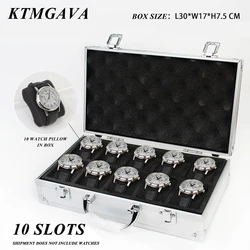 10 Girds Luxury Premium Quality Watch Box Aluminum Alloy Produc Pattern Storage Clock Box Collection Display Gift Boxes