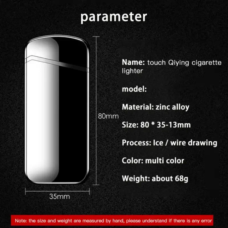 Hot Electric Windproof Metal Lighter Double Arc Flameless Plasma Rechargeable USB Lighter LED Power Display Touch Sensor Lighter