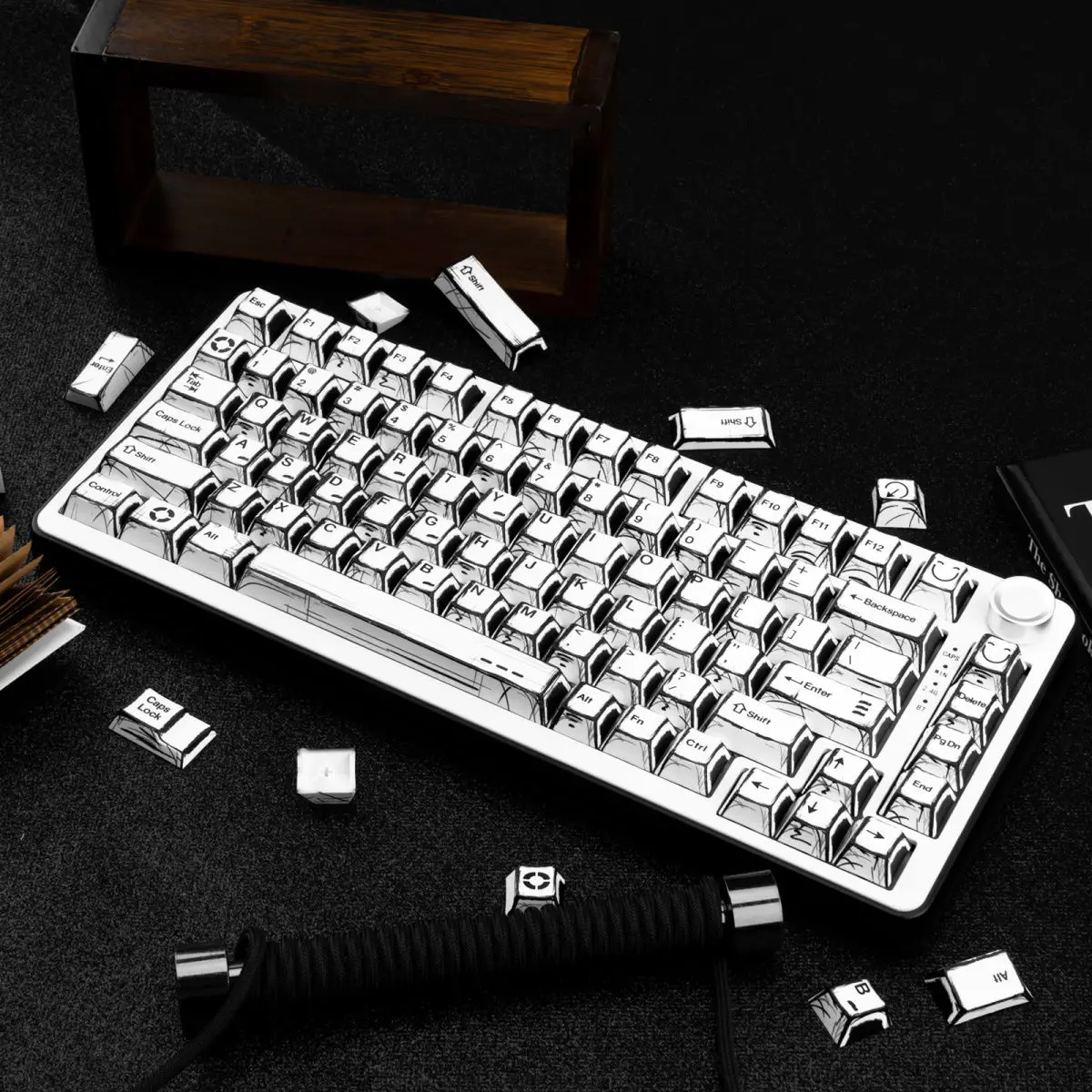 136 Keys Comic White English Korean German Layout Keycaps Dye Sub PBT Keycaps Cherry Profile for MX Switches Gaming Keybaord