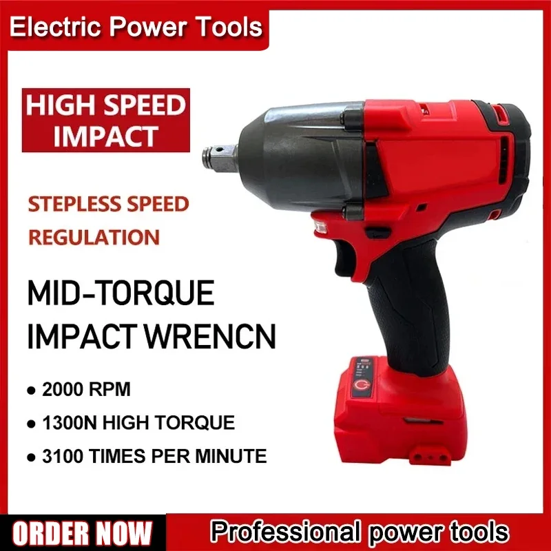 

1300NM Cordless Electric WrenchLarge Torque Brushless Impact Wrench Car Truck Repair Tools 18V Power Battery For Milwaukee