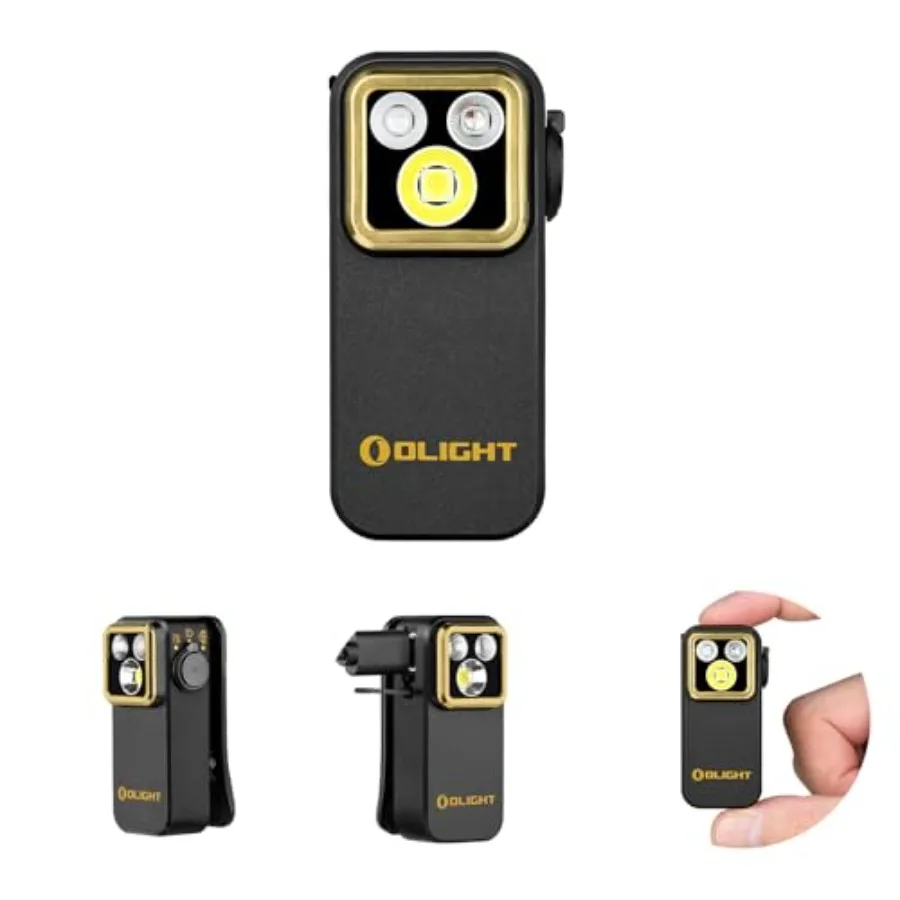 Oclip Pro S EDC Flashlight Clip-on Light 600 Lumens Type-C Rechargeable with White LED UV and RGB Magnetic Flash Lights for Wor