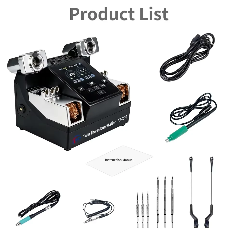 HZY AZ-200 Dual Station Soldering Station 200W Rapid Heating Compatible C115 C210 Handle for Phone Motherboard Chip Repair Tools image 3