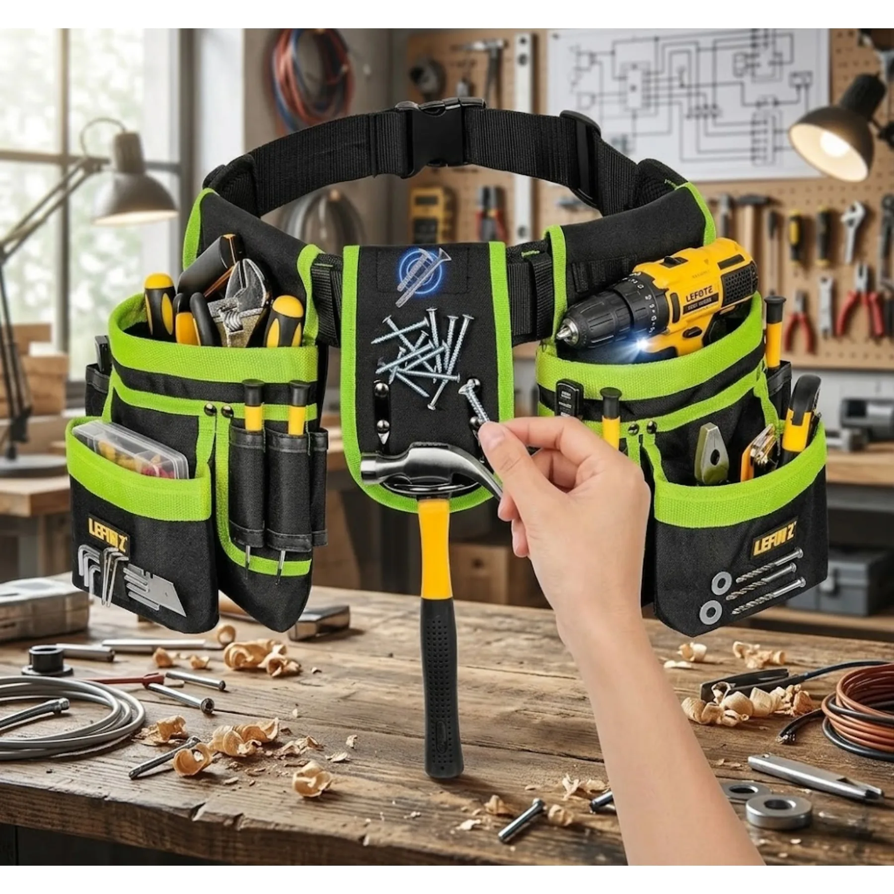 

27-Pocket Magnetic Tool Belt Detachable Pouch for Electrician Carpenter Men Gift