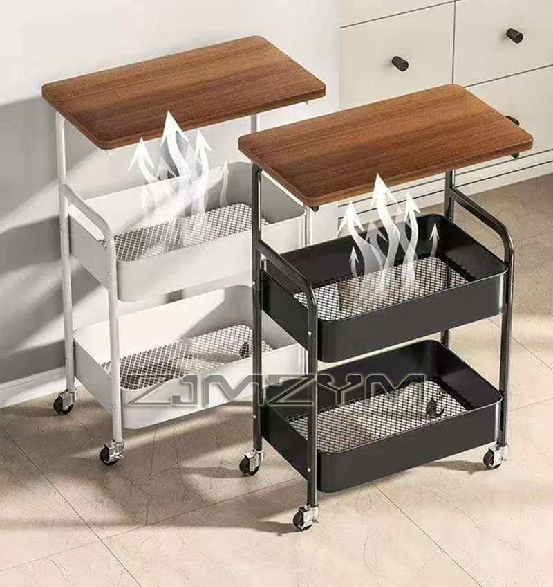 Multi Layer Rolling Storage Rack with Wheels Double Tier Open Shelf Organizer Utility Cart for Home Office Kitchen image 3