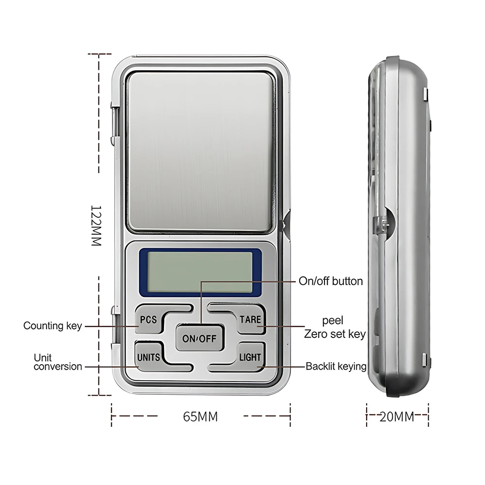 0.01g 500g Mini waga elektroniczna Wysoka precyzja kieszonkowa cyfrowa waga do biżuterii Złoto srebro Bilans Gram do kuchni