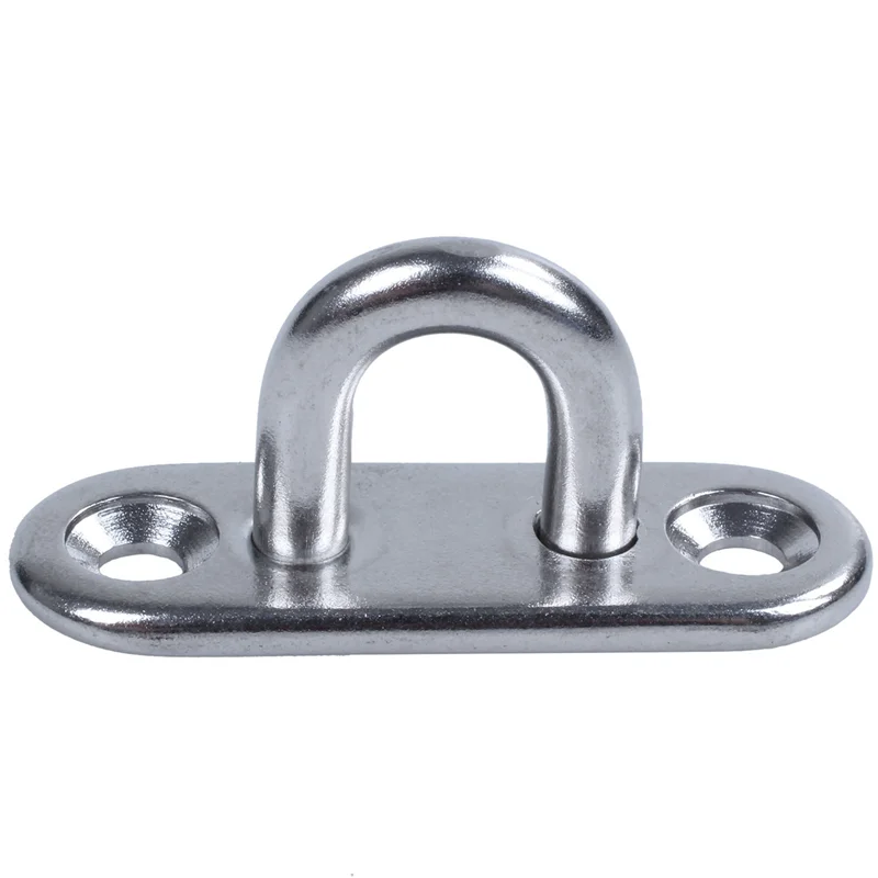 

40Pcs 5Mm 304 Stainless Steel Oblong Pad Eye Plate Staple Ring Hook-B61B