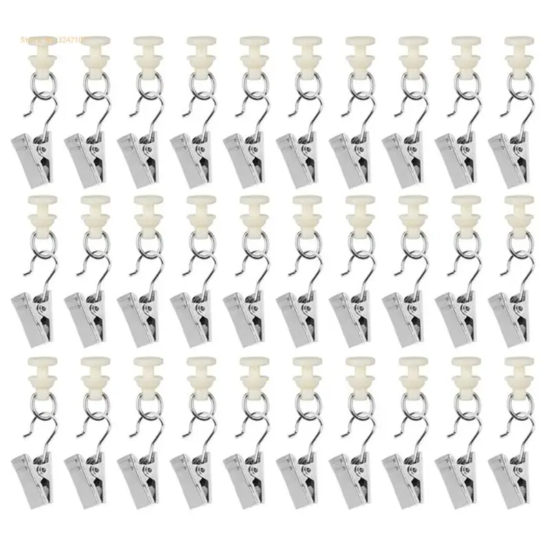 Completely Set of 60 Curtain Accessories Smooth Glidings Gliders Solid Clamps Dropship