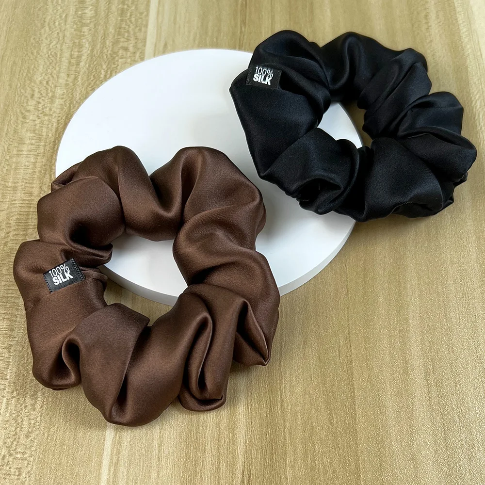 Haargummis aus 100 % Maulbeerseide, elastisches Gummiband, Haargummis, große große Gummiseile, Pferdeschwanzhalter für Frauen und Mädchen, 19 Momme – Detail 12