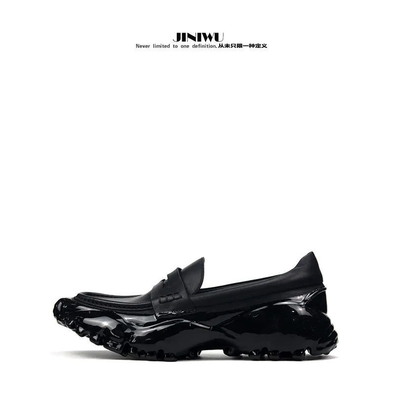 Dissolved Sneakers Dissolved Bottom Sapatos Masculinos de Couro de Vaca Estilo Loafer Heavenly King
