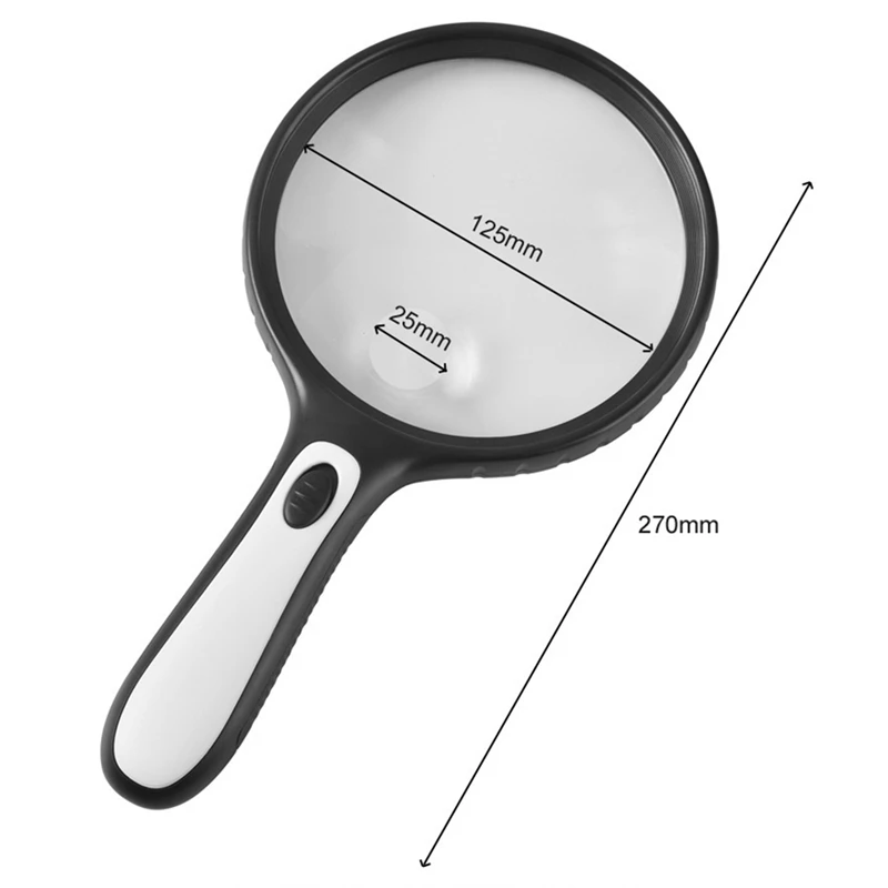High Brightness LED Light Magnifying Glass, 10X 20X Handheld Magnifier For Elderly Readers
