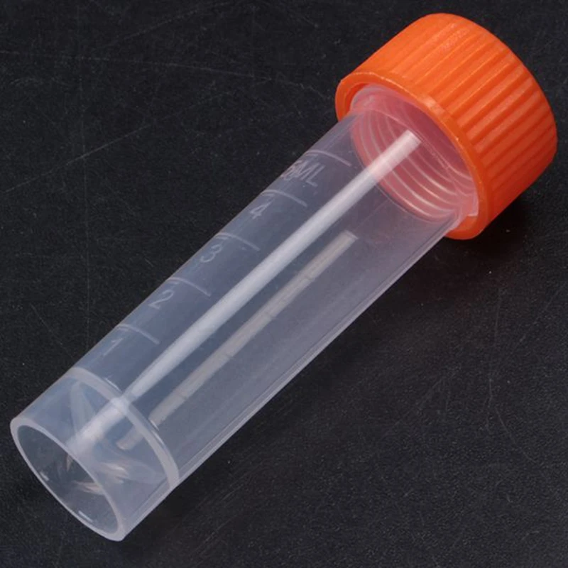 200Pcs Plastic Test Tubes With Screw Cap,5Ml Centrifuge Test Tube, Plastic Freeze Test Tubes,For Office Chemistry Sample