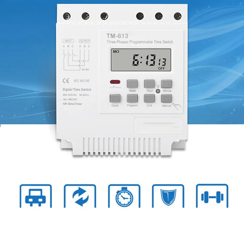 Interruptor programable del temporizador trifásico 380V 415V con retroiluminación