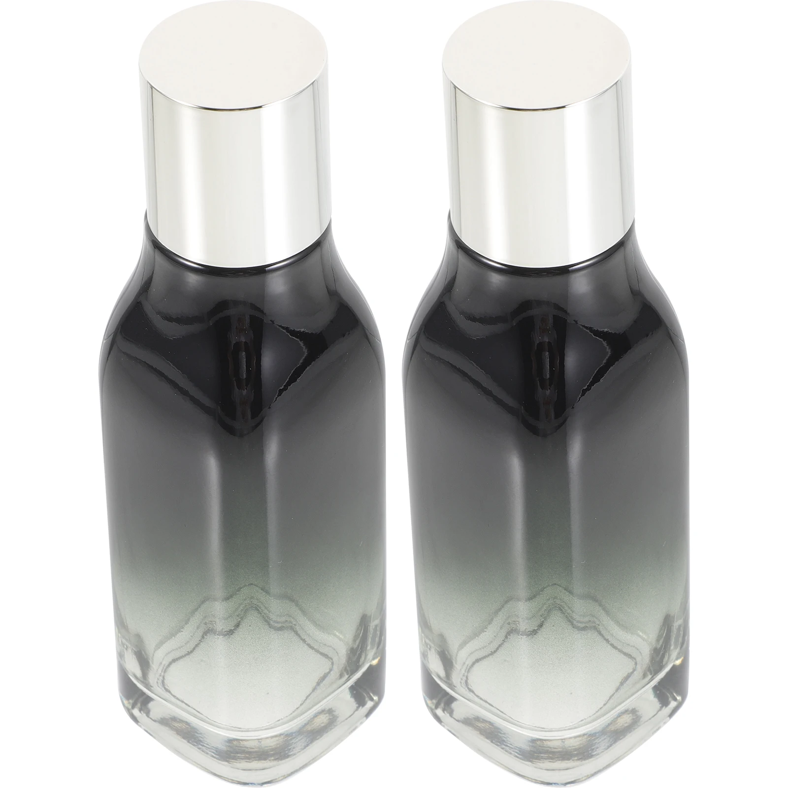 

2Pcs Gradient Black Empty Makeup Bottle Glass Travel Portable Small Dispenser for Liquid Women Girl Use