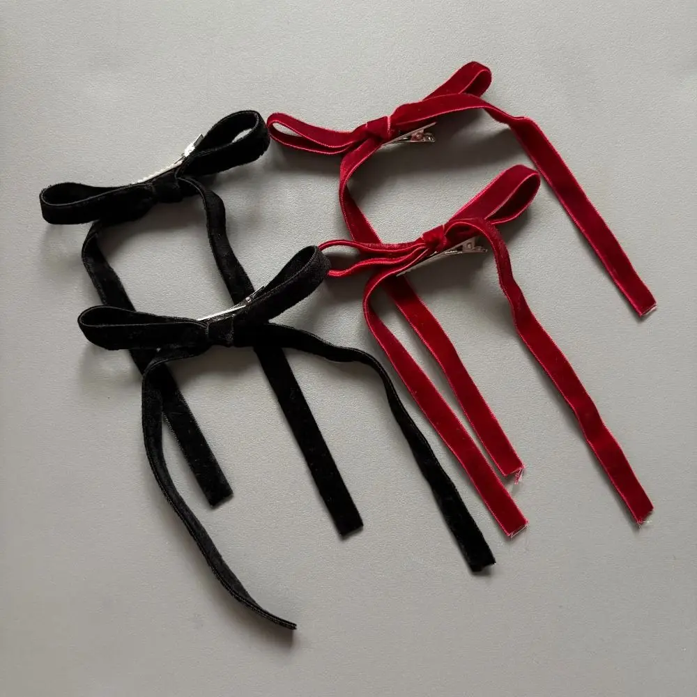Cute Velvet Hair Ties Ballet Style Black Ponytail Rubber Band Elastic Bow Headband Girls
