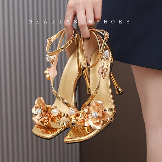 2026 NEW Ladies Summer Sandals Soild Women's Flower Pearl Stylish Casual Shoes Dress Super-high Heel Anti Slip Elegant Shoes