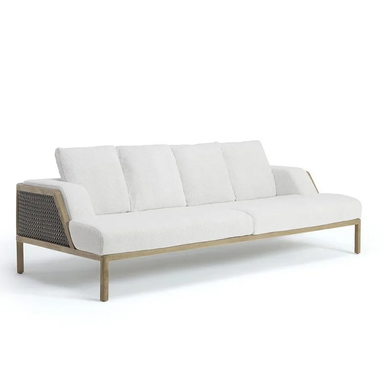 Solid wood rattan combination sofa coffee table courtyard villa hotel model room outdoor leisure furniture