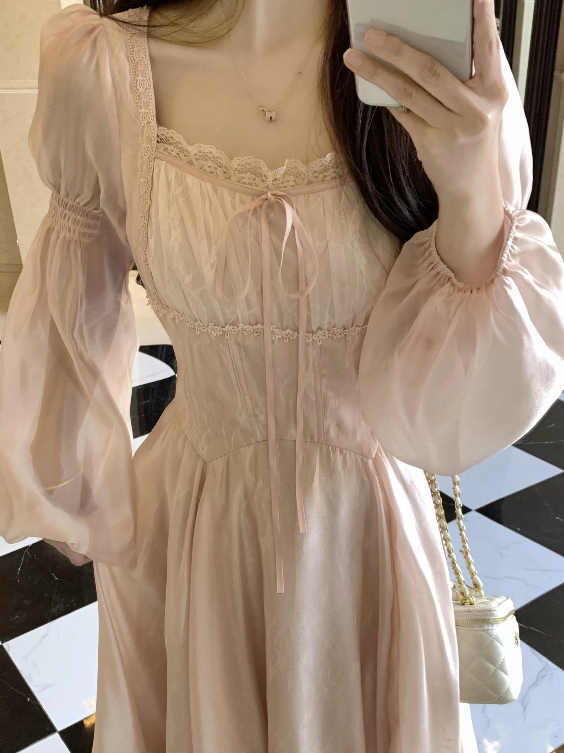 

Женское длинное платье больших размеров из розового кружева А-силуэта, весеннее, с квадратным вырезом, со встроенной утяжкой на талии, с длинными рукавами, в придворном стиле