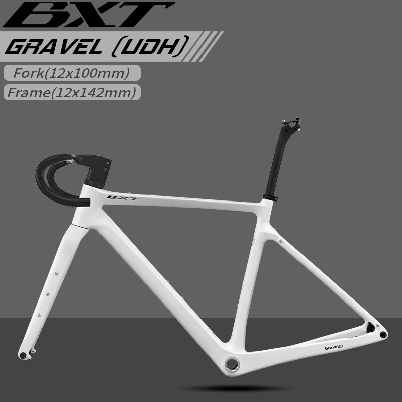 BXT Carbon Gravel Frame Model-135 with Handlebar Carbon Road Bicycle Frame Disc Brake Carbon Gravel Bicycle Frame