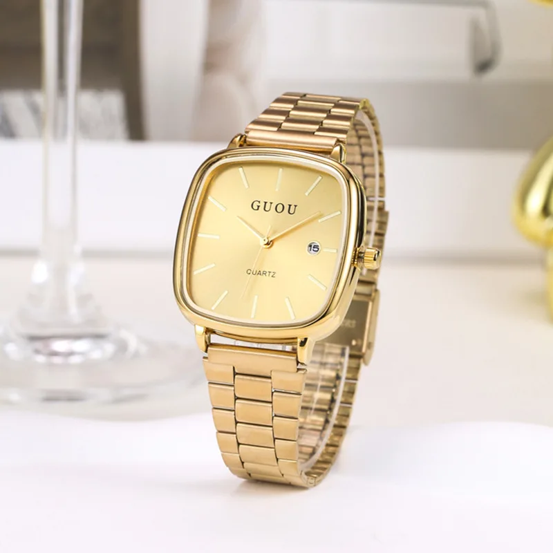 New Luxury Quartz Watches For Men And Women: Simple, Vintage-Style Square Watches With Steel Straps, Suitable For Sports.