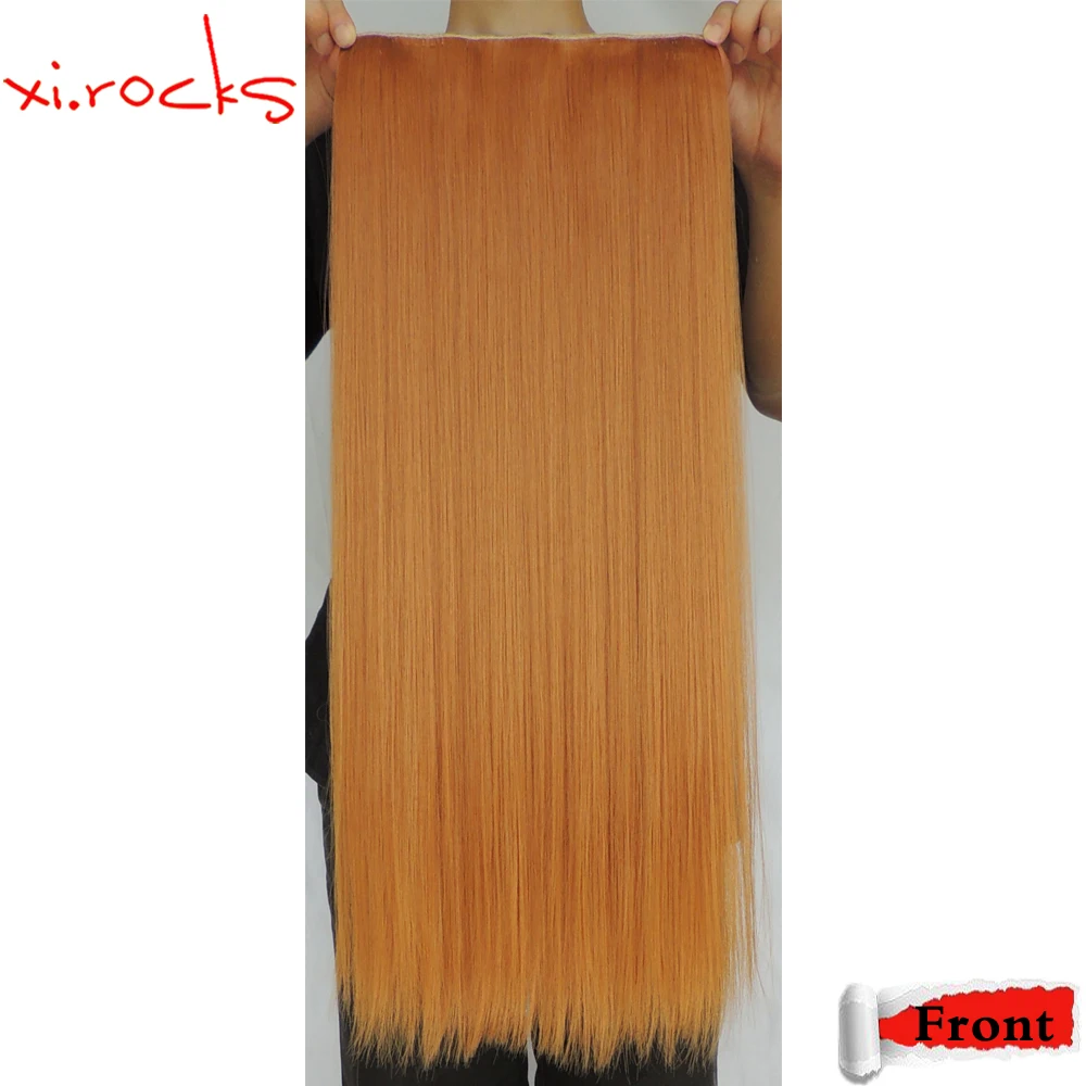 Extensão do cabelo sintético com 5 grampos de cabelo, peruca reta, cor loira, Xi Rocks, WJLZ5050, 27s, 1 Pc Lot