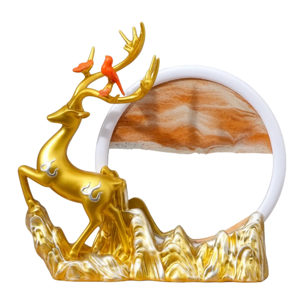 New Chinese Style Luxury Hourglass Sand Art Handmade Glass Deer Craft Ornament For Living Room Cabinet Wedding Party Decoration