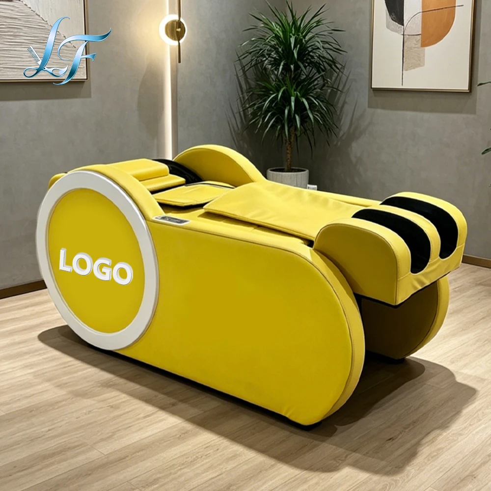 Salon Shampoo Bed Massage Hair Washing Station Spa Equipment Acrylic Electric Steam Water Circulation Ambient Light Custom Logo