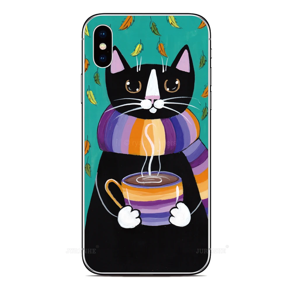 Coffee Cat Cover For TCL 30 SE 40 XL 10 Lite 20 Pro R 20B 30E 403 306 305 405 406 408 303 ION X 30Z A3 20S 10L Plus 5G Case