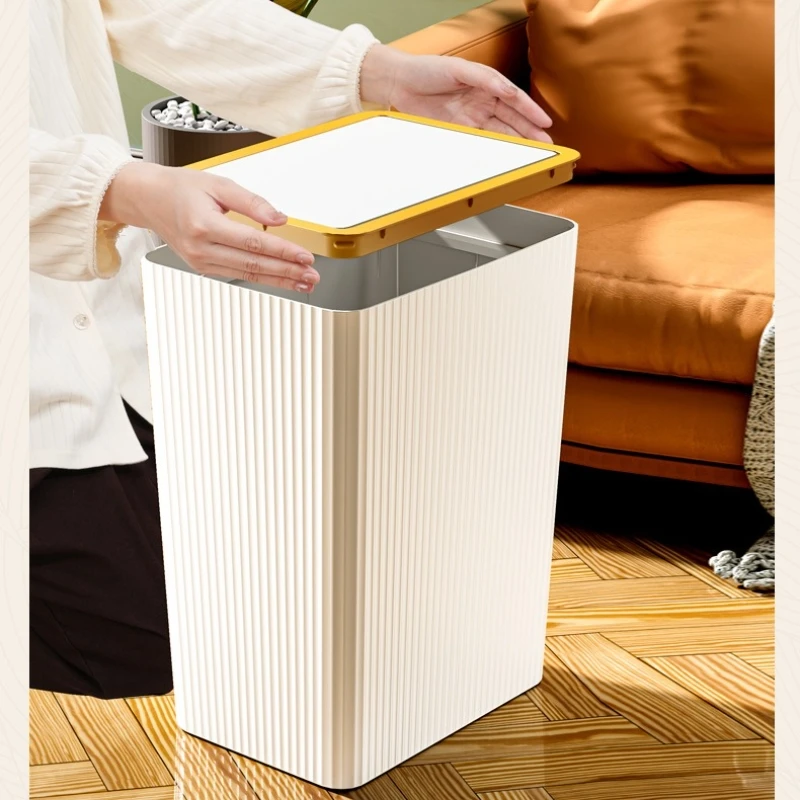 

Anti Bacterial Waste Bin 2025 Large Capacity Press Top Trash Can with Lid for Bathroom Kitchen Gap Home Living Room