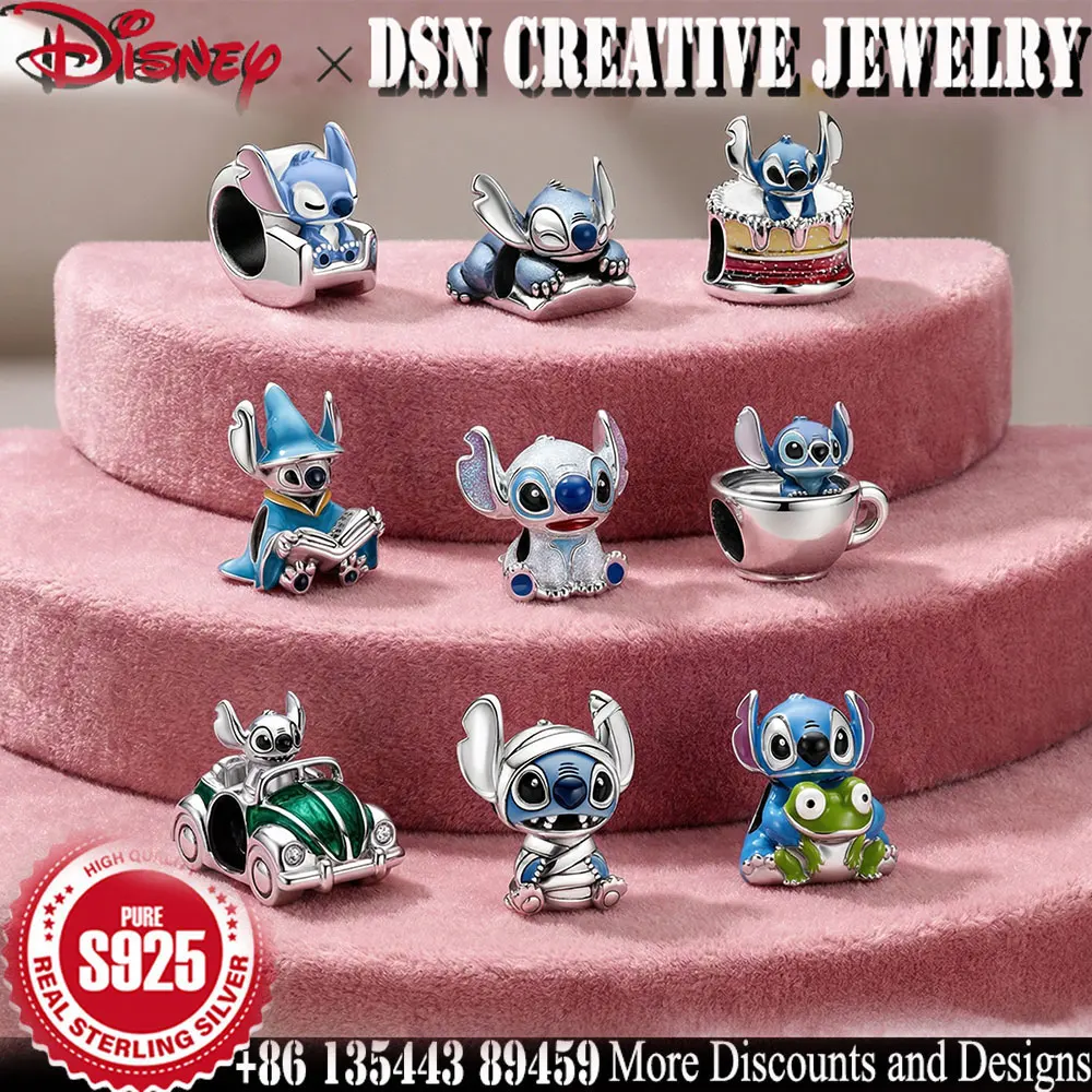 

Бусины-шармы DSN Stitch, эмалевые бусины Disney Stitch, милые мультяшные шармы для браслетов на змеиной цепочке, женские ювелирные аксессуары
