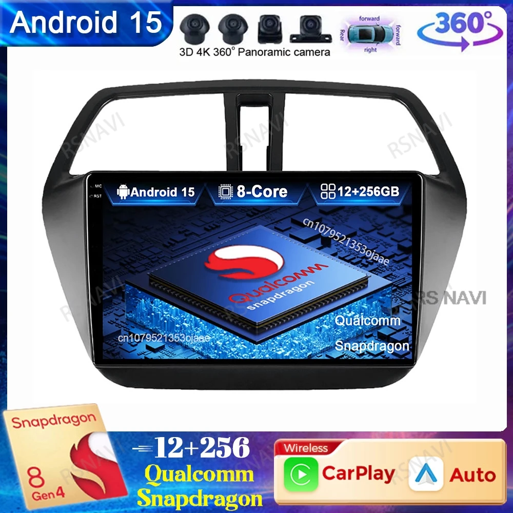 Android 15 Car Radio For Suzuki SX4 2 S-Cross 2012 - 2016 4G LTE Stereo Navigation DSP Head Unit QLED 5G WIFI DVD Qualcomm BT