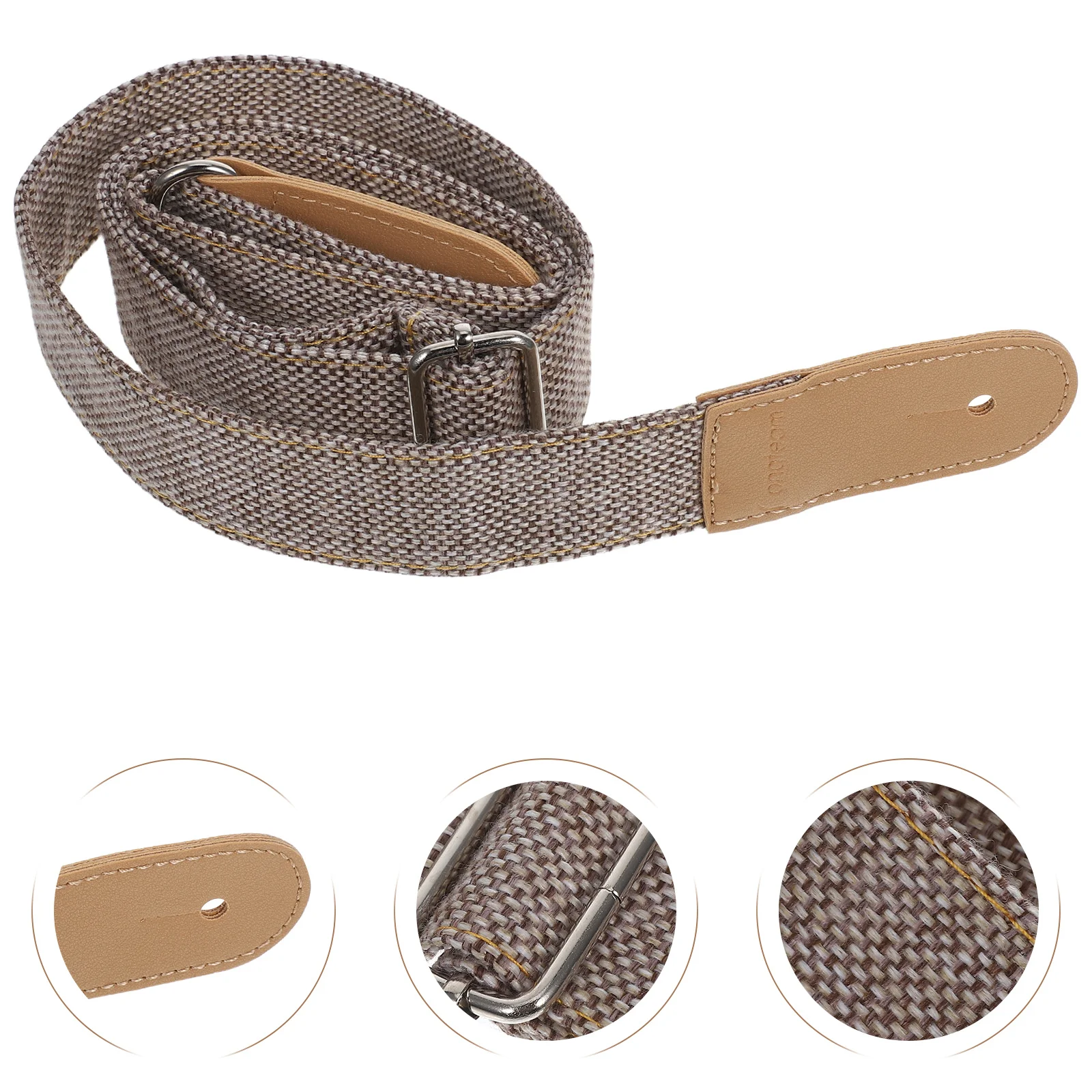 

Cotton Linen Ukulele Strap with Ends Light Grey Color Metal Buckle Adjustment Sturdy Build for Comfortable Playing