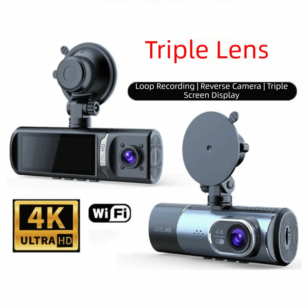 4K Ultra HD Dash Cam WDR Dynamic Adjustment Loop Video Car Recording Dual Channel Starlight Night Vision Driving Recorder