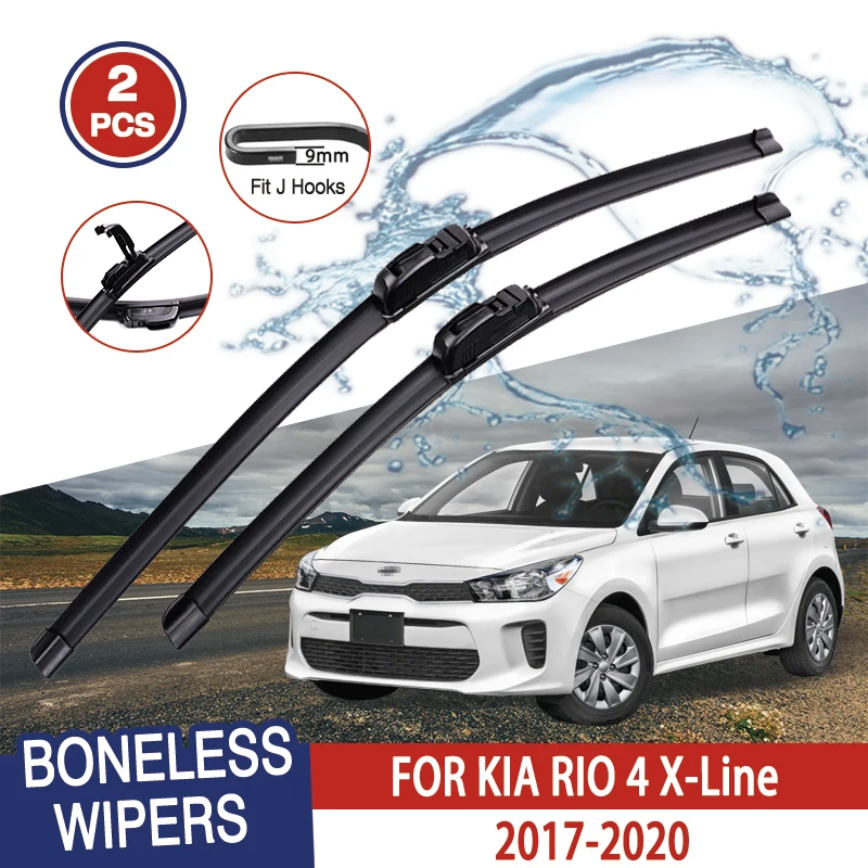 For KIA RIO 4 X-Line 2017-2020 Car Front Wiper U-type Soft Rubber Boneless Wiper HD Quiet Durable Automotive Wiper 24\