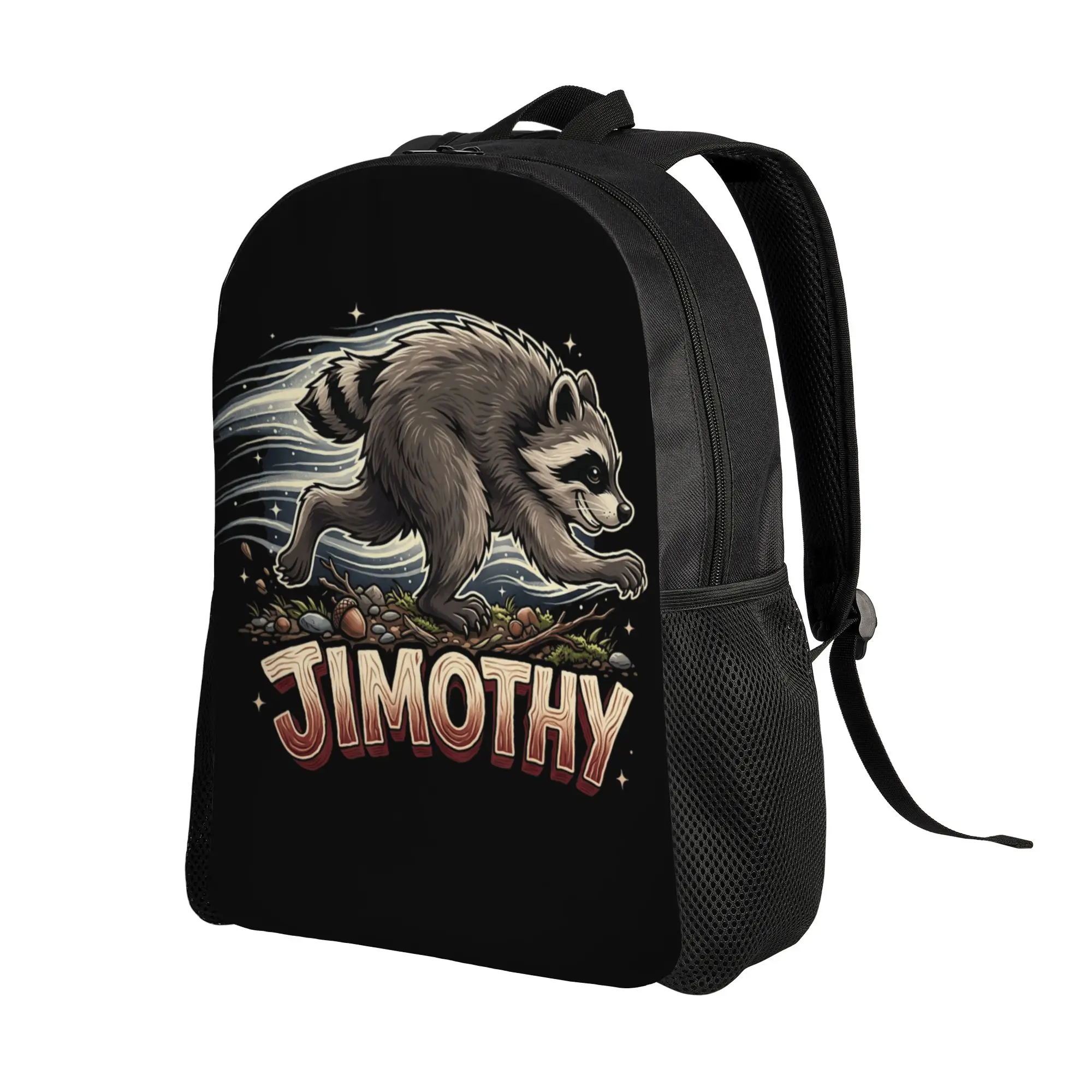 Funny Raccoon Meme Team Jimothy Backpack Male  Pattern Backpacks Polyester Pretty High School Bags Outdoor Style Rucksack