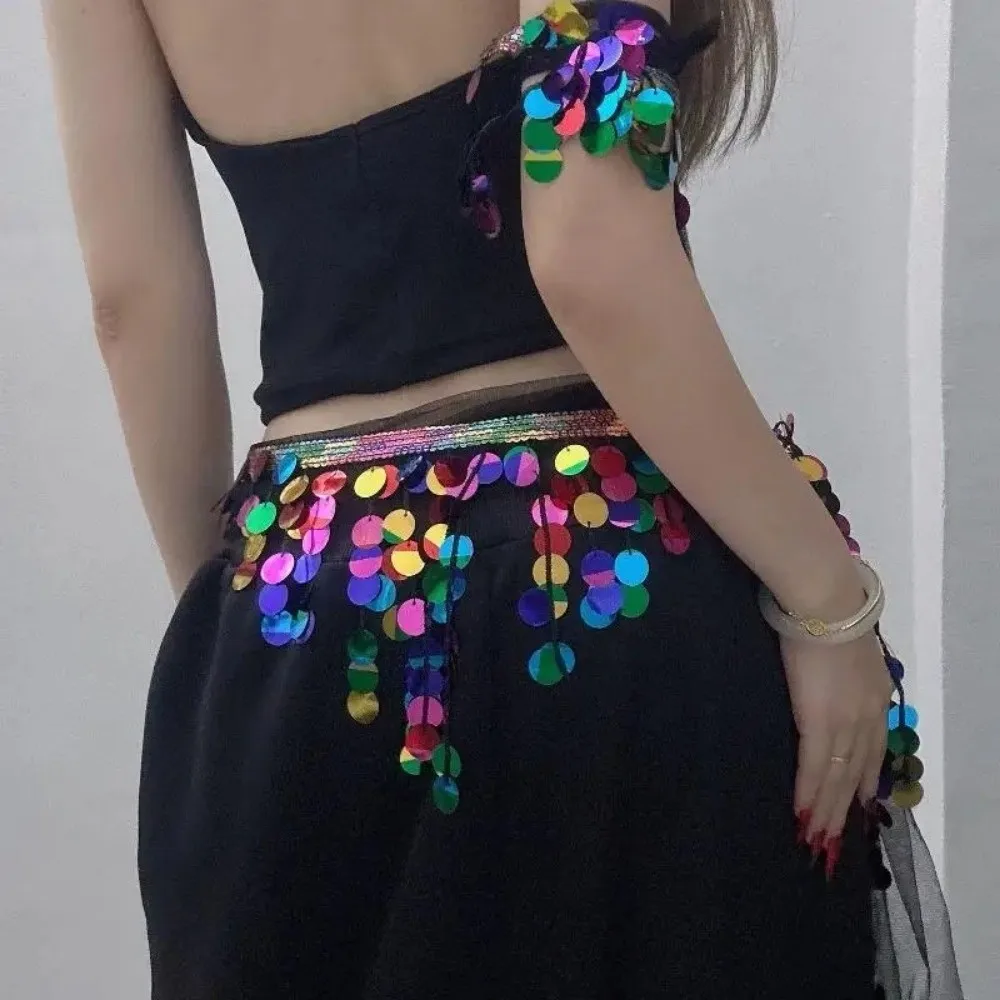 Mode Pailletten Kwasten Taille Keten Glanzende Hip Hop Taille Handdoek Taille Accessoires Jazzdans Riem