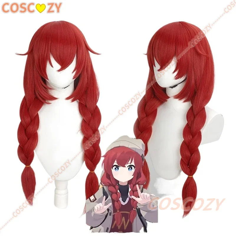 CosplayGame الأزرق الأرشيف كونوري ماكي شعر مستعار تأثيري طويل الأحمر الملتوية جديلة 70 سنتيمتر الشعر الاصطناعية هالوين كرنفال الباروكات غطاء شعر مستعار مجاني