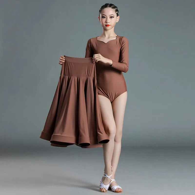 متعددة الألوان قاعة الرقص فساتين الفالس الحديثة القياسية مرحلة الرقص ارتداء المنافسة بدلة تدريب خط تنورة رقص VDL736