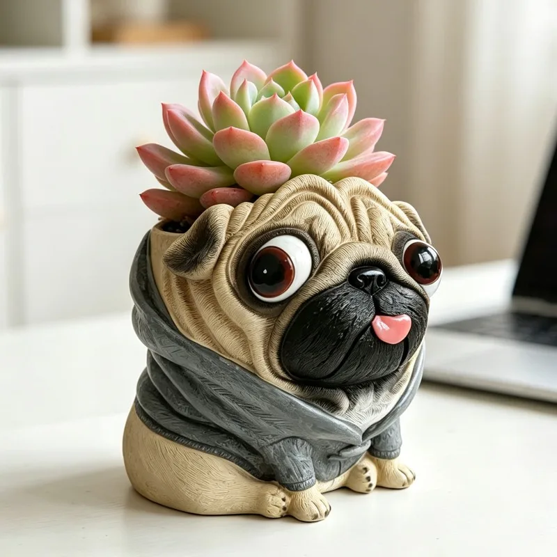 Creative Resin Dog Flower Pot Ornaments Outdoor Courtyard Balcony Succulent Plant Bonsai Pot Crafts Garden Decoration Plant Pot