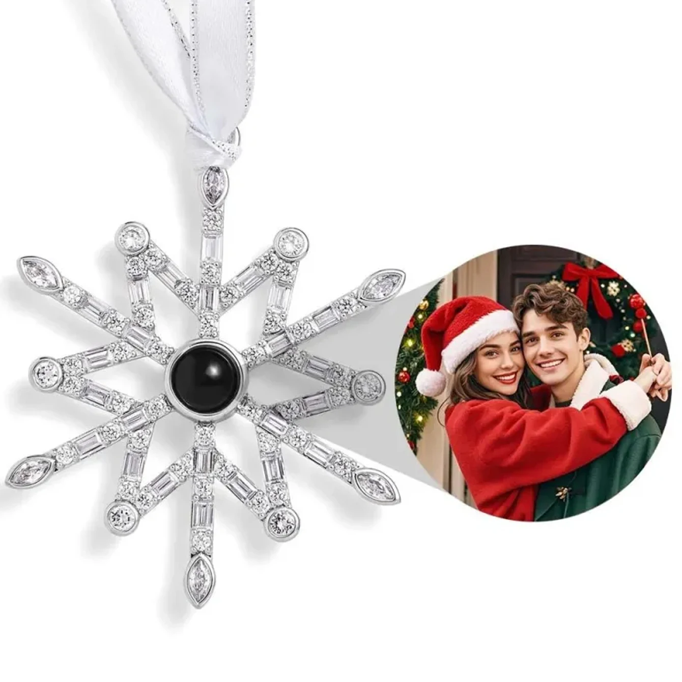 

DHQH Wholesale Customized Photo Projection Snowflake Pendant Personalized Image Snowflake Pendant Christmas Commemorative Gift