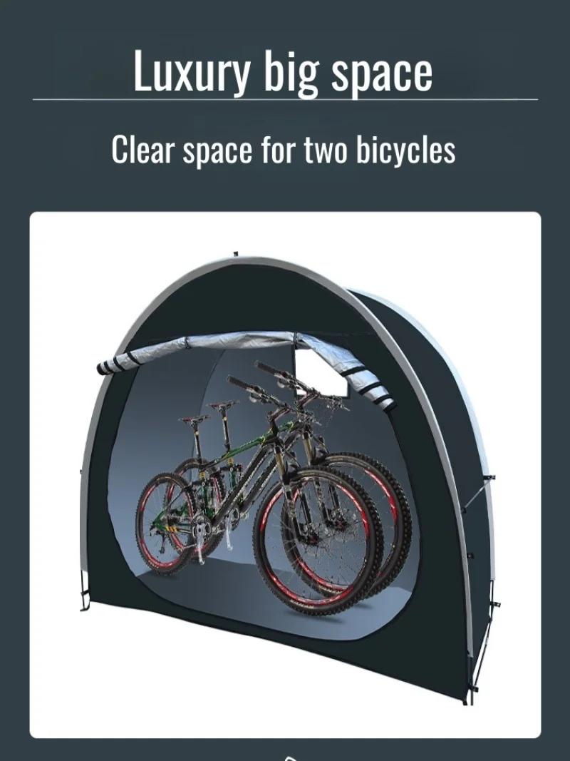 Bike Storage Shed Tent Outdoor Folding Portable Bicycle Storage Tent Large Space Waterproof Durable Mountain Bike Sunshade Cover image 4