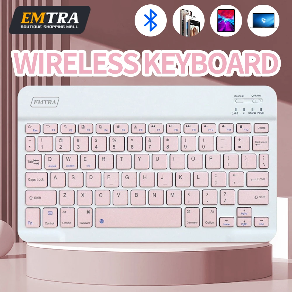 

Беспроводная Bluetooth-клавиатура для IOS Android Windows Tablet для iPad Air Mini Pro, испанская, корейская, Португалия, японская розовая клавиатура