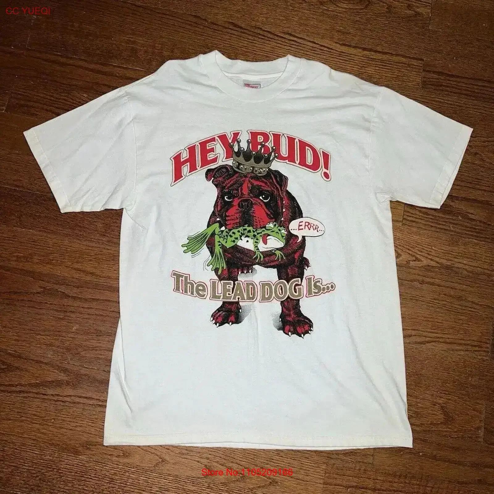 

Vintage 90s Red Dog Beer Budweiser Frog Funny T Shirt Mens L White New Animals vintage Washed homme graphic Stretched Versatile