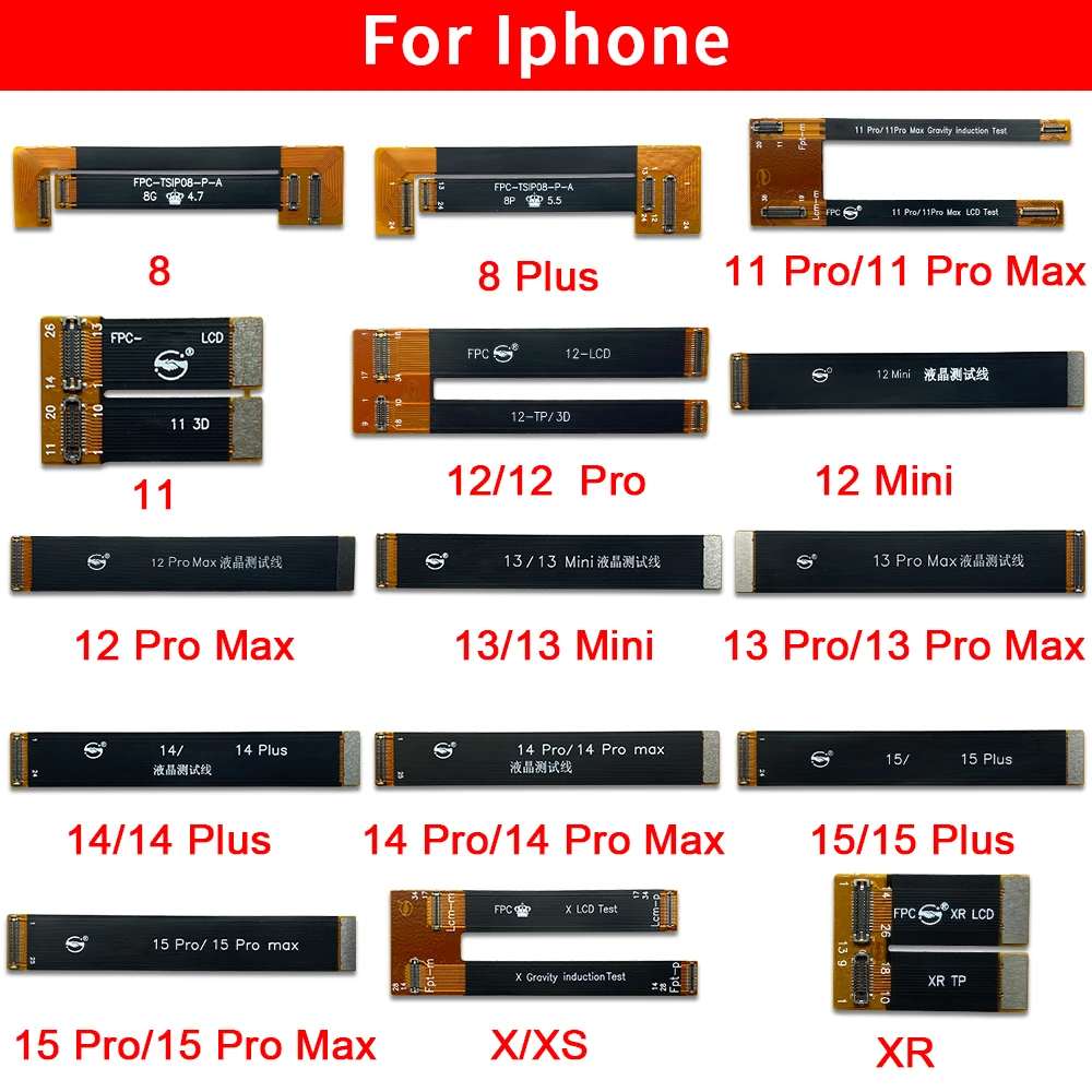 Touch Screen LCD Display Test Flex Cable For Iphone 15 14 13 12 Pro Max X XR XS Max 8 Plus / For IPhone 12 Mini 14 Plus