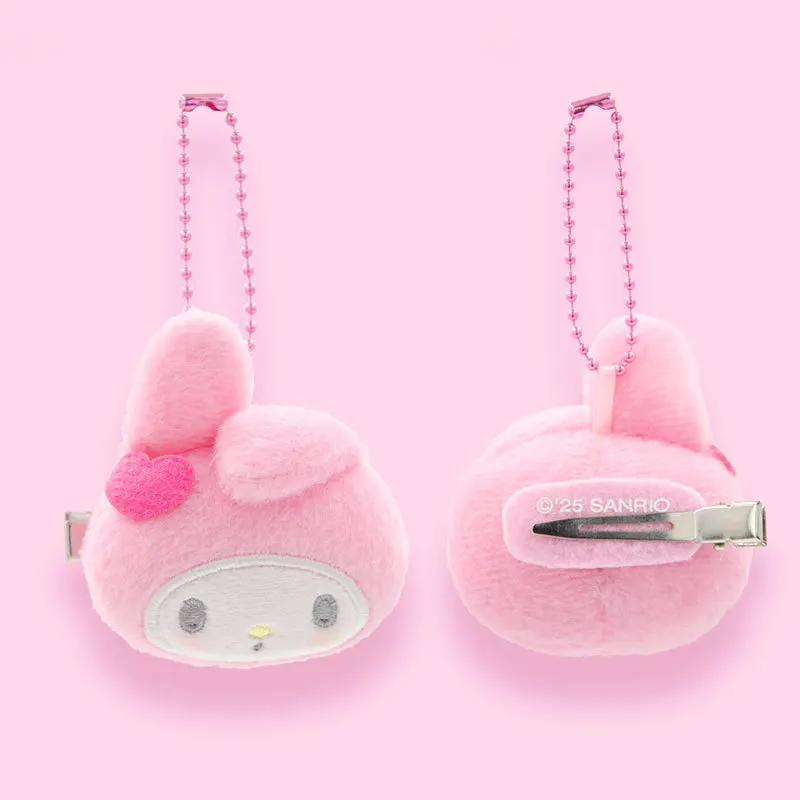 LLavero de juguetes de peluche Kawaii Sanrio My Melody, horquilla creativa de dibujos animados, accesorios con cremallera, colgante para mochila, regalo de Navidad para niñas
