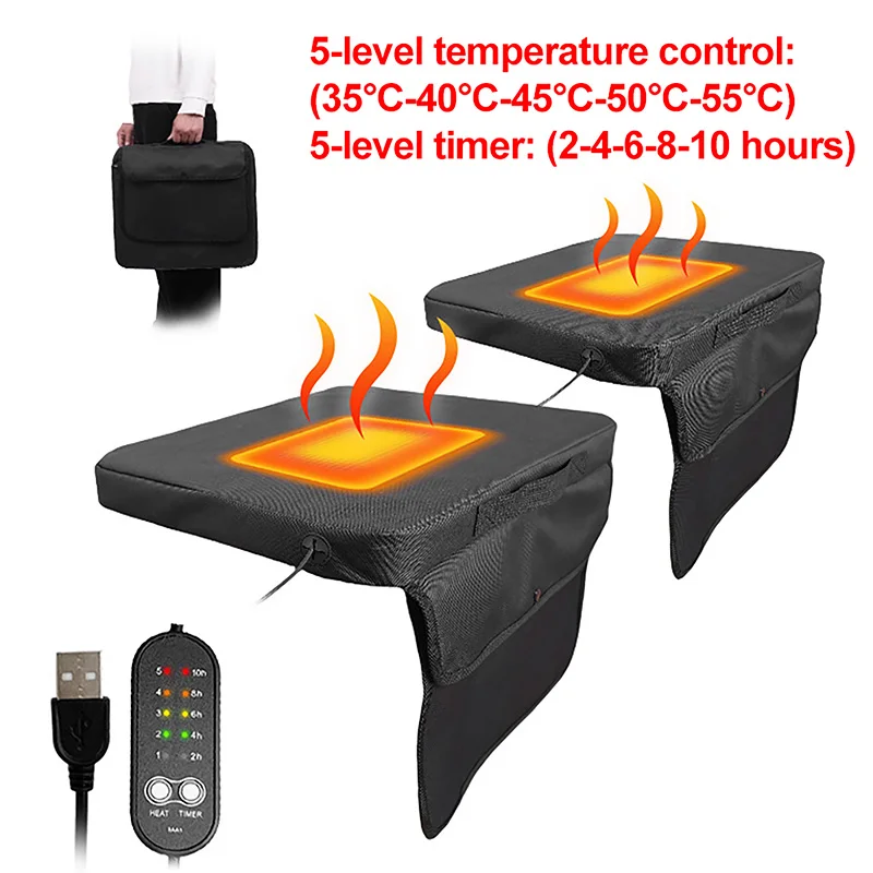 

Winter Portable USB Heated Seat Cushion For Indoor Household, Car, Outdoor Camping 5-Speed Timer Thickened Warming Heating Pads