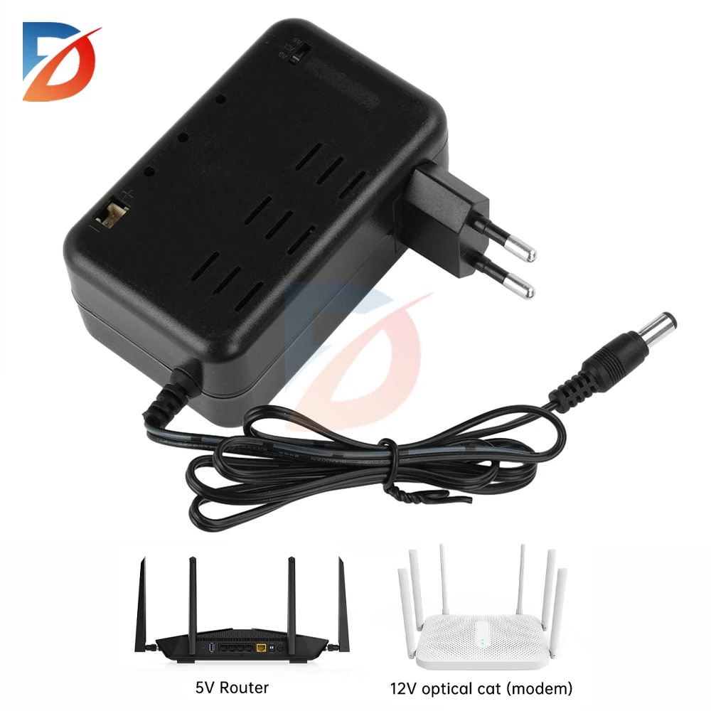 AC 100-240V to DC 5V 9V 12V UPS Backup Power Adapter Router Optical Modem Camera Available Lithium Power Supply 5000Mah EU US