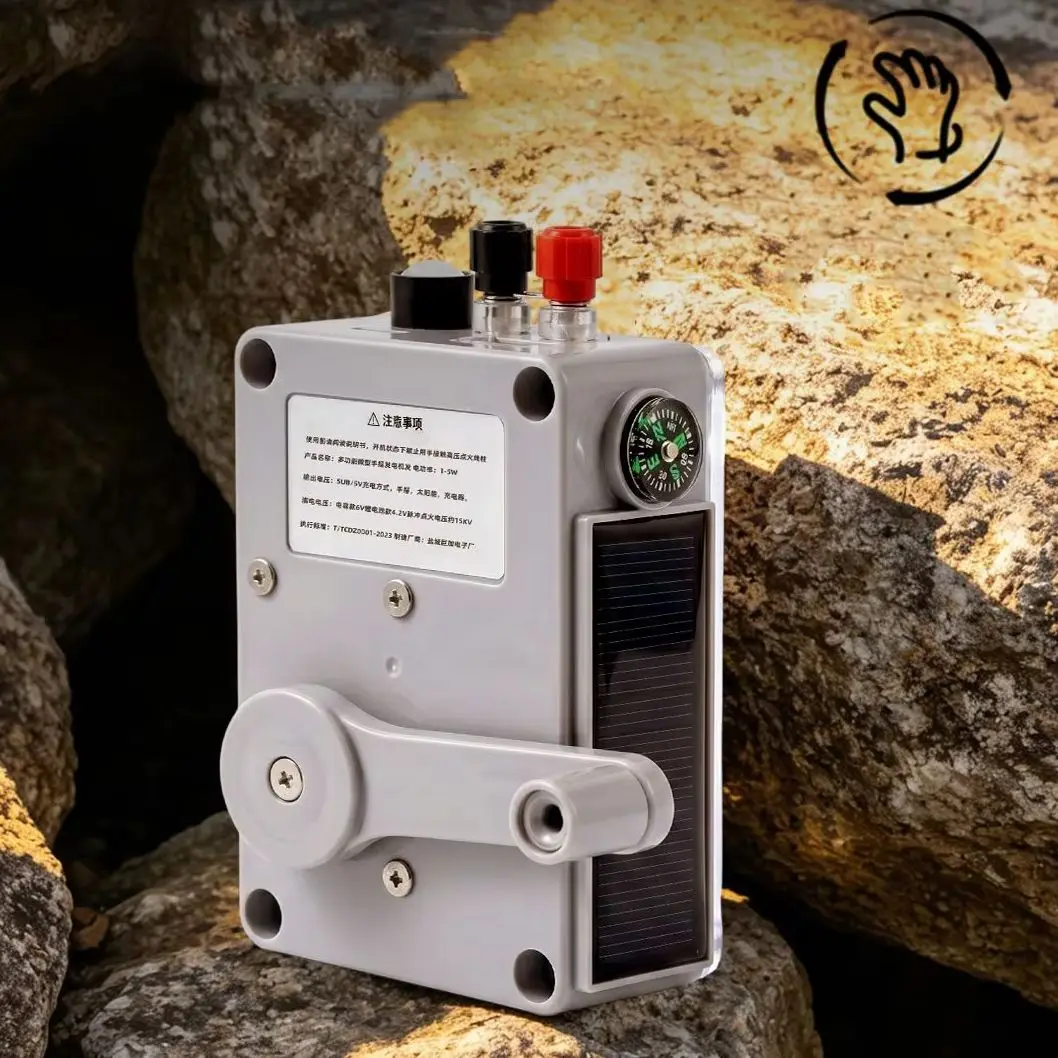Notfall-Handkurbel-Generator EDC-Gadget Plasma-Feuerzeug Taschenlampe Solar-USB-Ladung, Outdoor-Überlebensausrüstung für Camping und Wandern