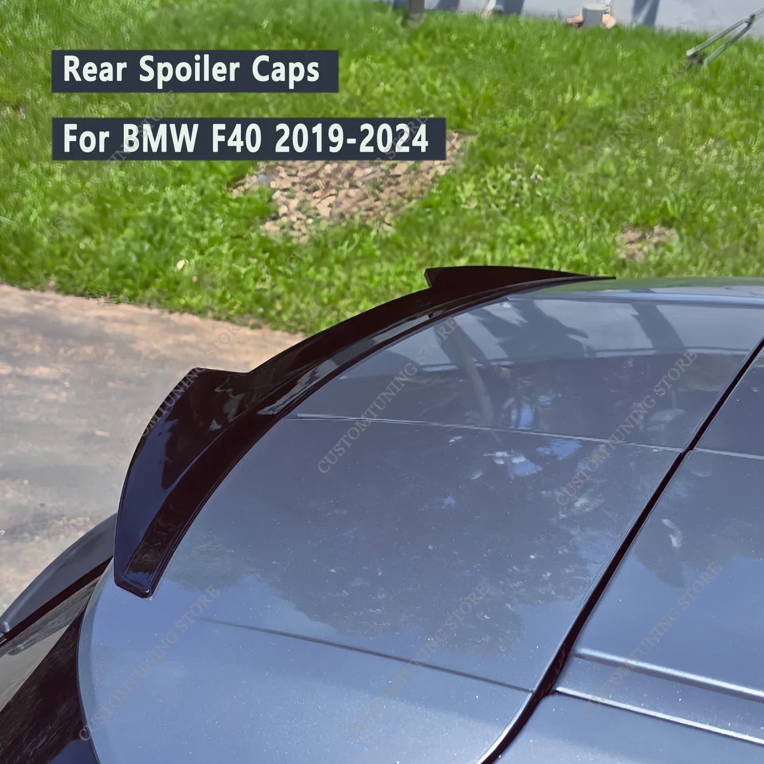 قبعات سبويلر خلفية ABS باللون الأسود اللامع تمديد لسيارات BMW F40 116i 116d 118d 118i 120i 120d 2019-2024 ضبط أطقم هيكل الجناح الخلفي #3